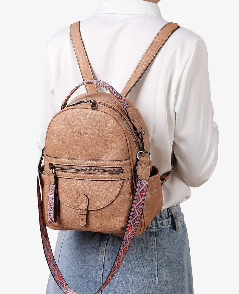 FADEON Mini Backpack Purse for Women, Designer Leather Cute Roomly Small Backpacks, Ladies Shoulder Backpack Fashion Handbag - Image 2